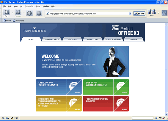 WordPerfect Office home page
