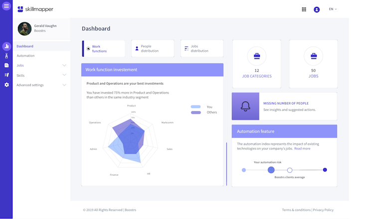 Boostrs screenshot: Skillmapper DataViz platform