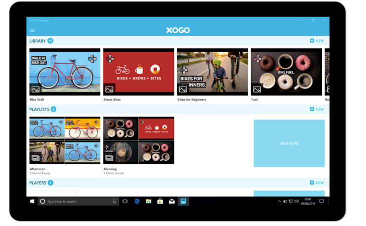 XOGO Decision Signage screenshot: Gain quick and central access to content and playlists