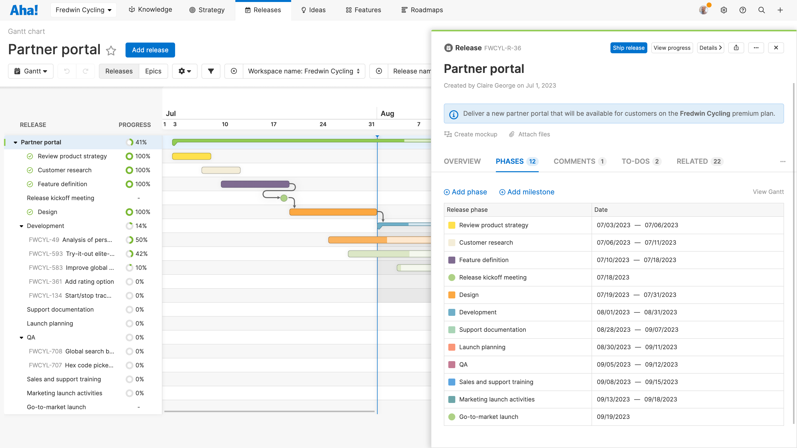 Manage releases with phases and milestones