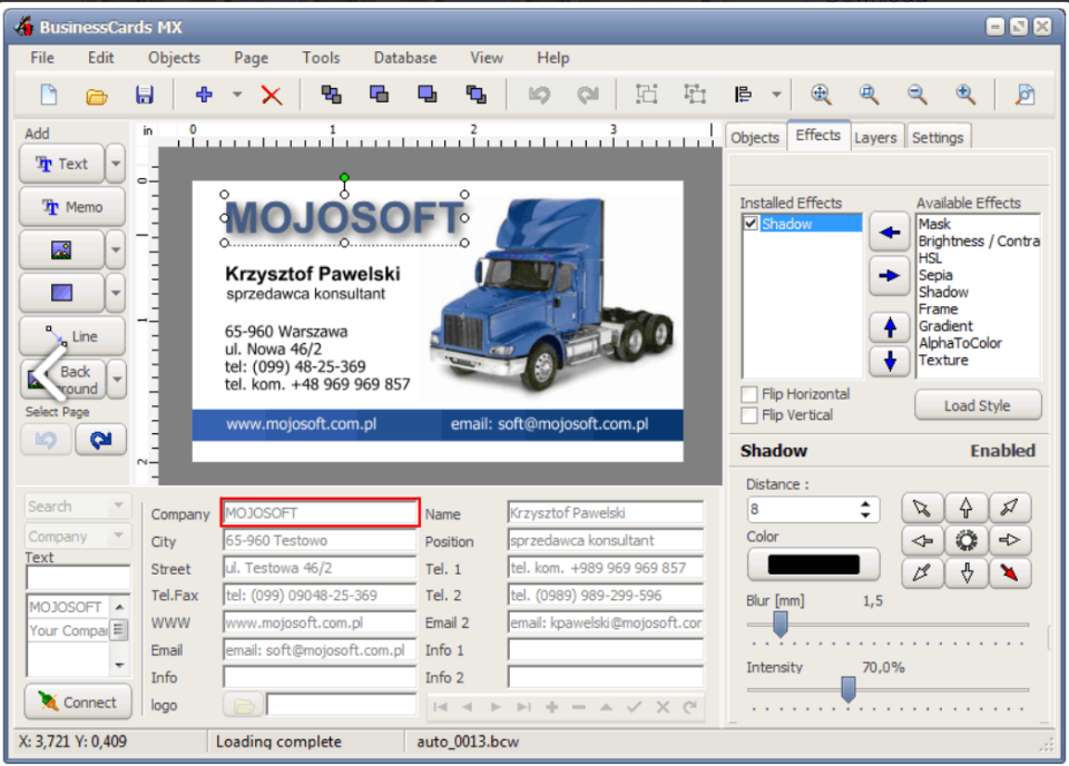 BusinessCards MX Software - 3