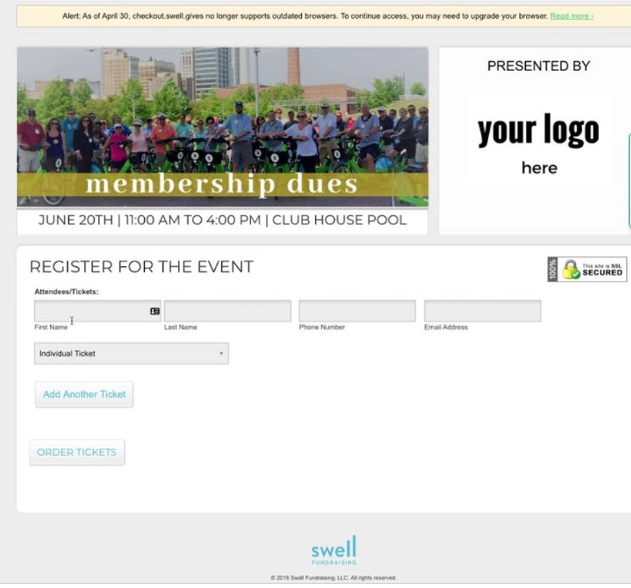Swell Fundraising event registration