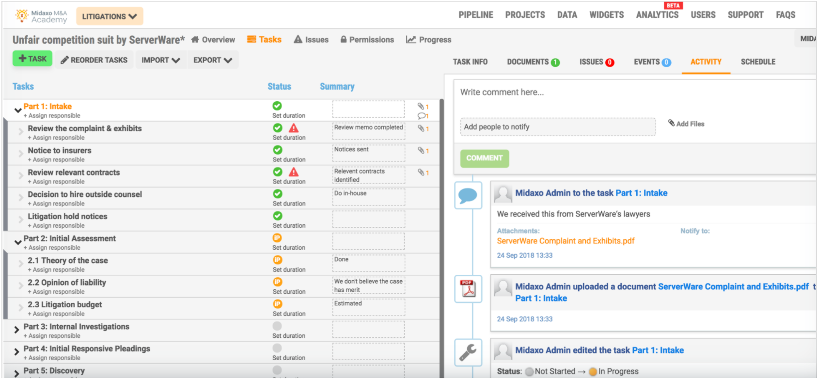 Midaxo tasks