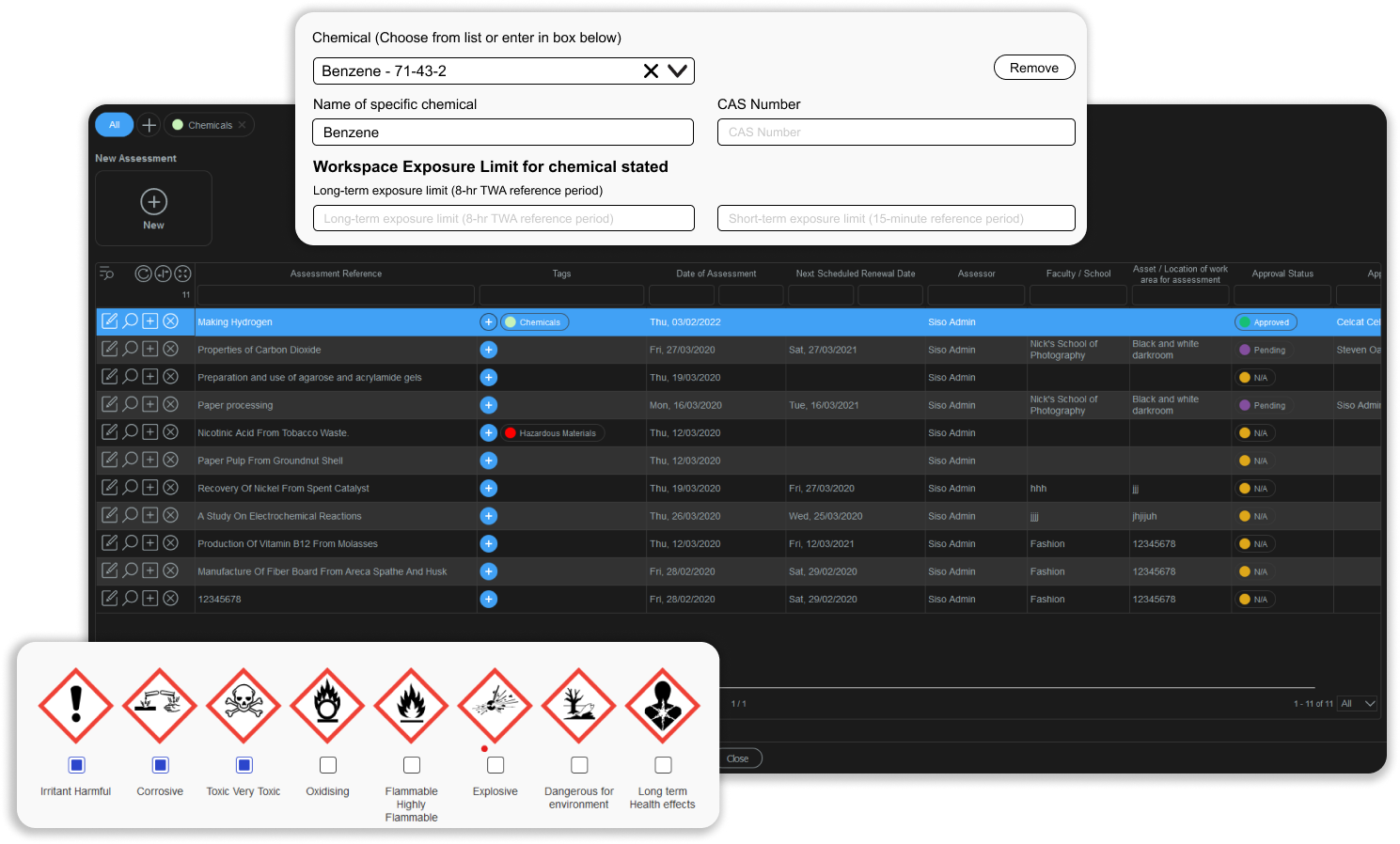 Manage risk assessments and coshh