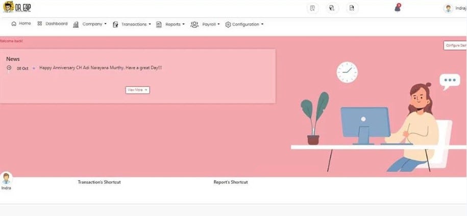 Dr. ERP Software - Dr. ERP dashboard