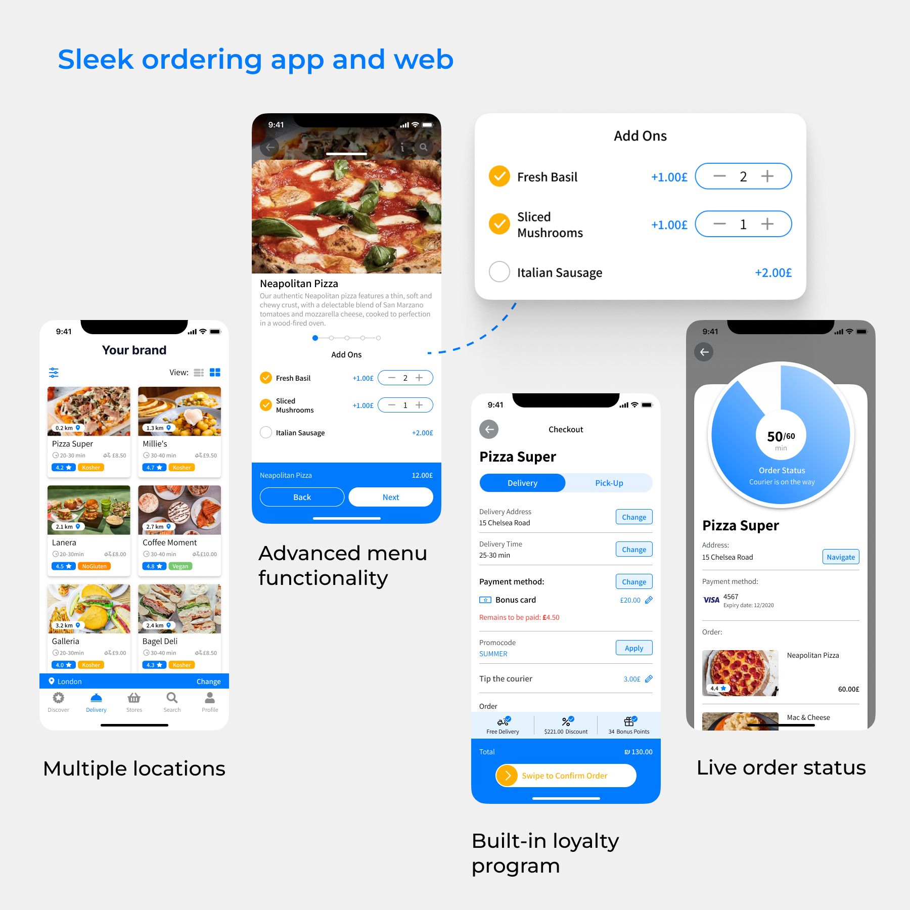 DelivApp Online Ordering customizable ordering app