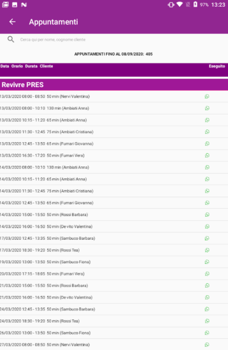 Venere screenshot: Venere appointment management