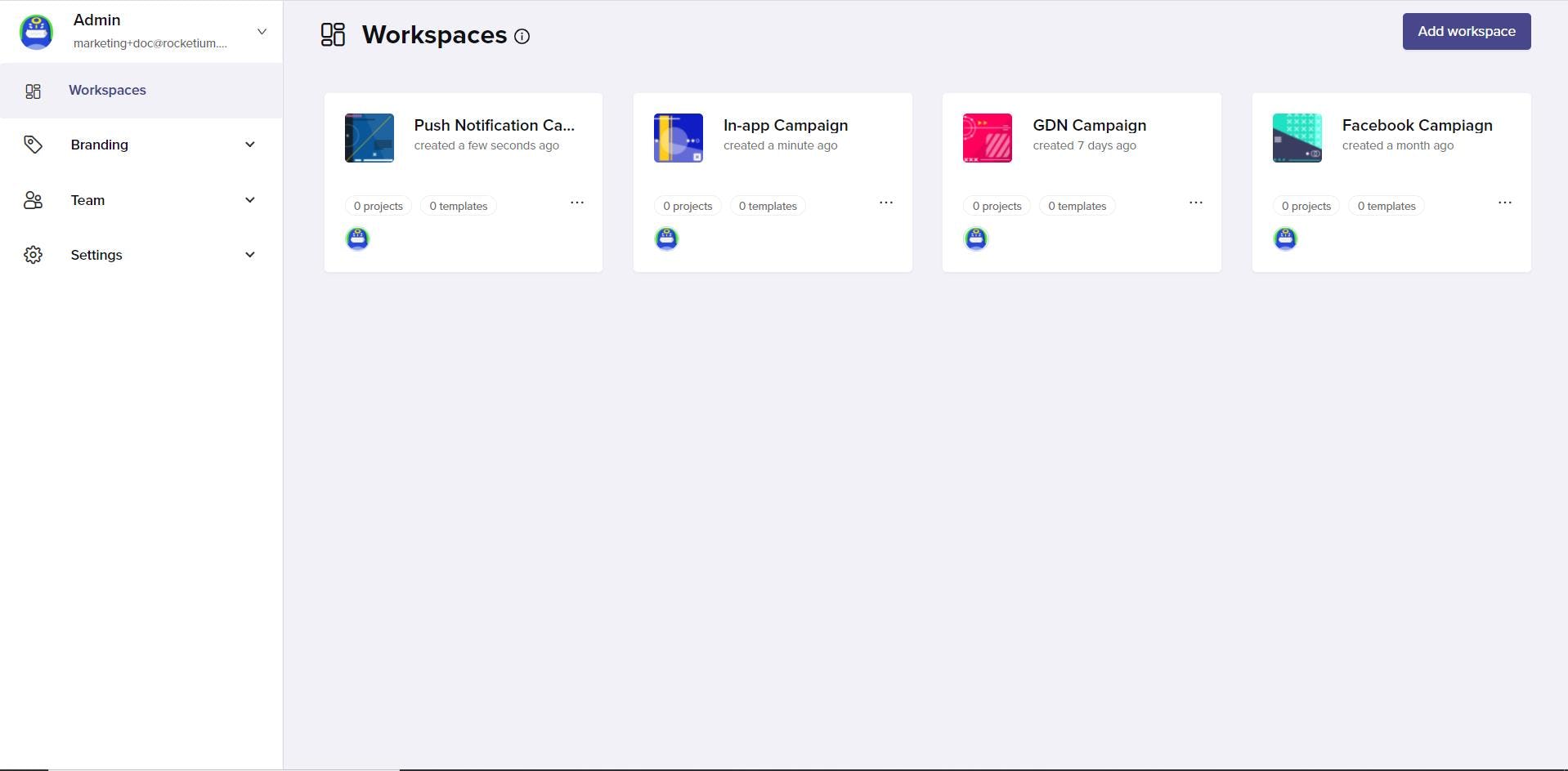 Rocketium Software - Kanban-styled organization of projects