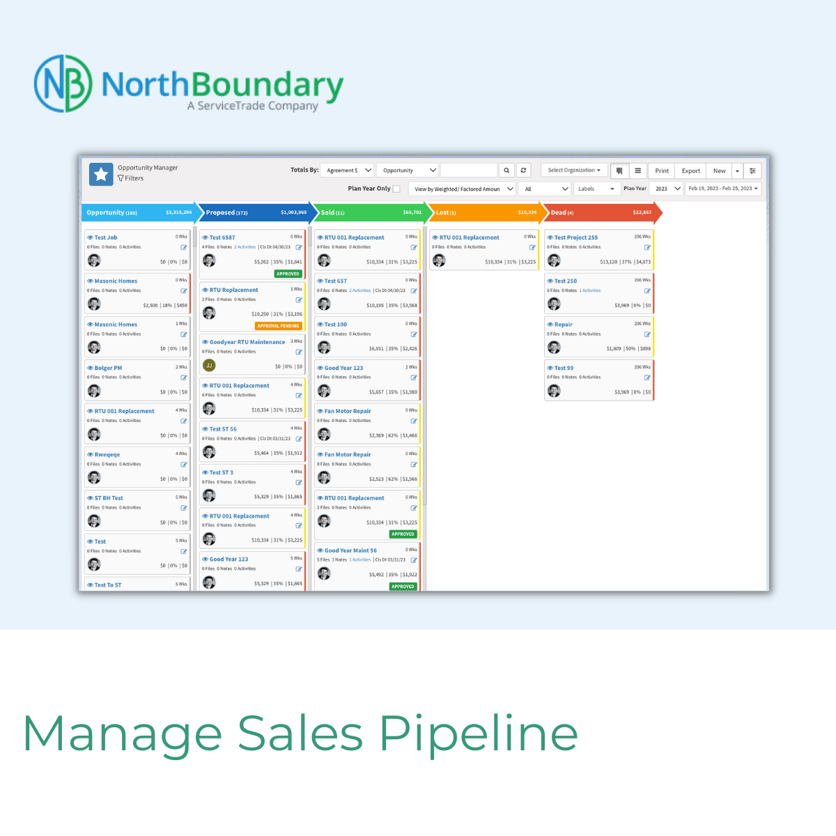 Streamline and measure the entire sales process with seller workflows that move accounts from prospect to survey to proposal to follow up to signature.