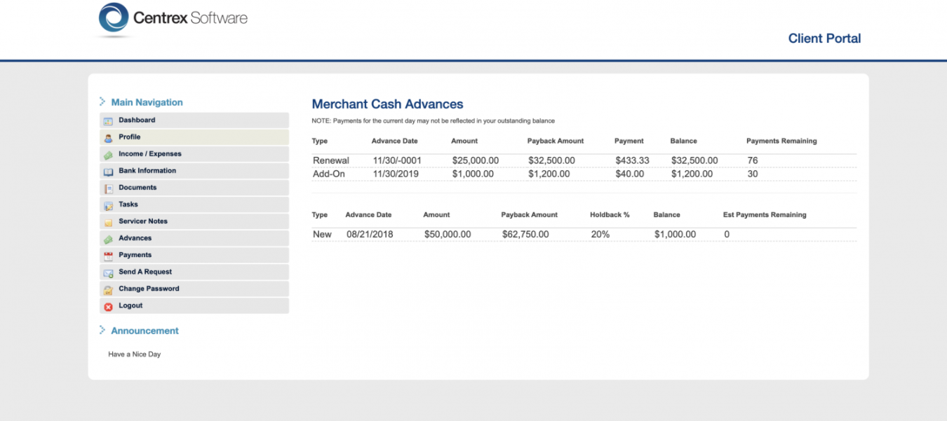 Centrex Software - Centrex client portal