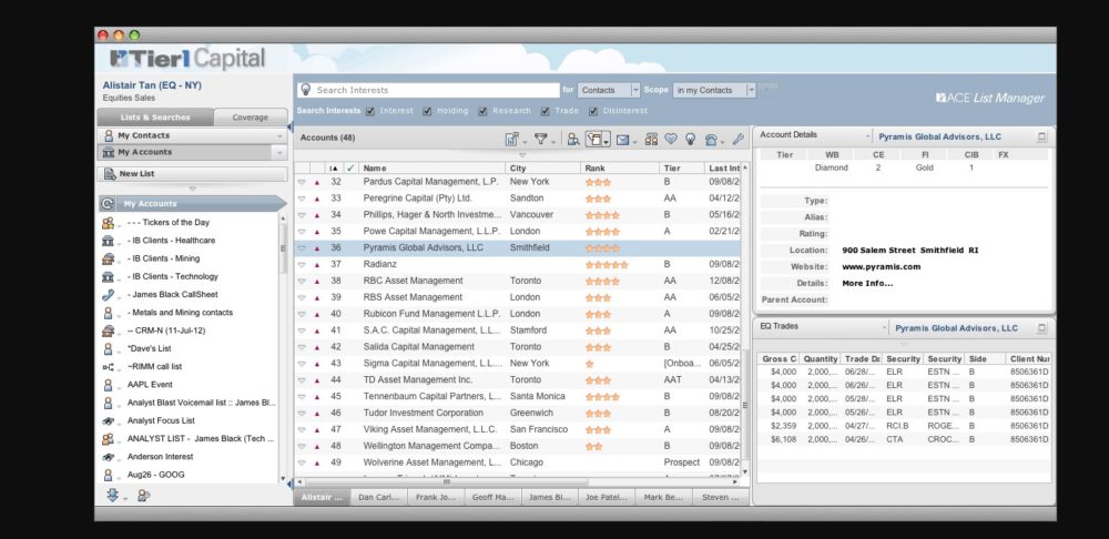 Tier1 screenshot: Tier1 interests search