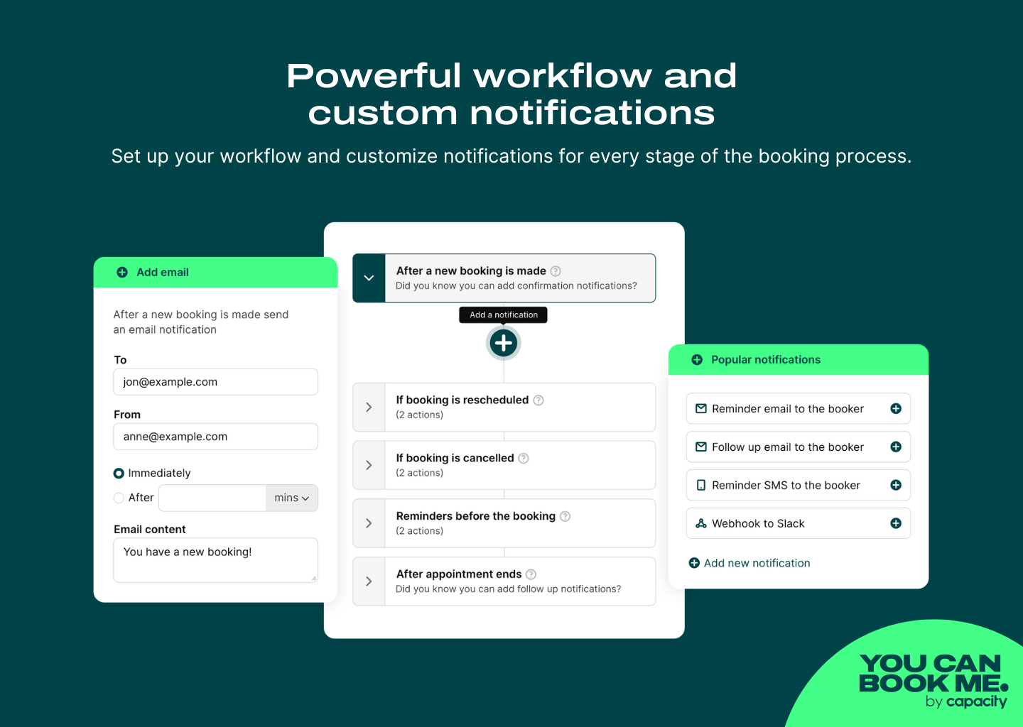YouCanBook.me Software - Eliminate manual tasks.
Leave the scheduling to us with automated video links, CRM updates, reminders, follow-ups and no-show tracking. Take control of your booking flow with appointment types, payments, tentative bookings, and page password protection.