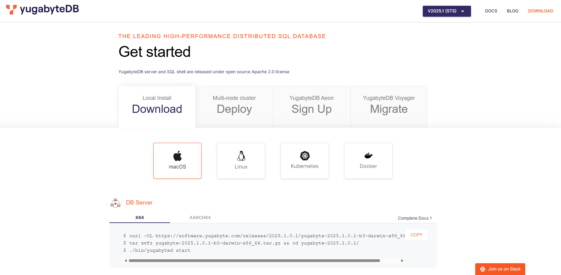 YugabyteDB screenshot: YugabyteDB download open source DB