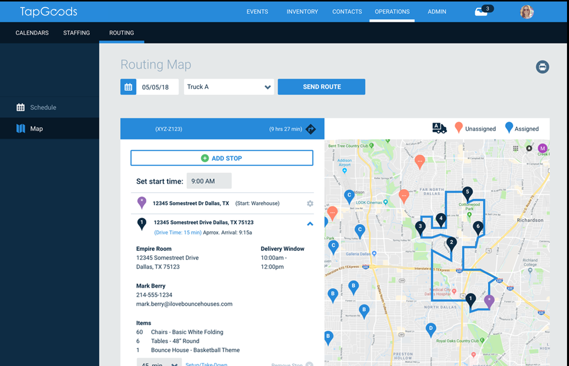 TapGoods PRO Software - Truck routing is one of 100s of features included with all subscription tiers