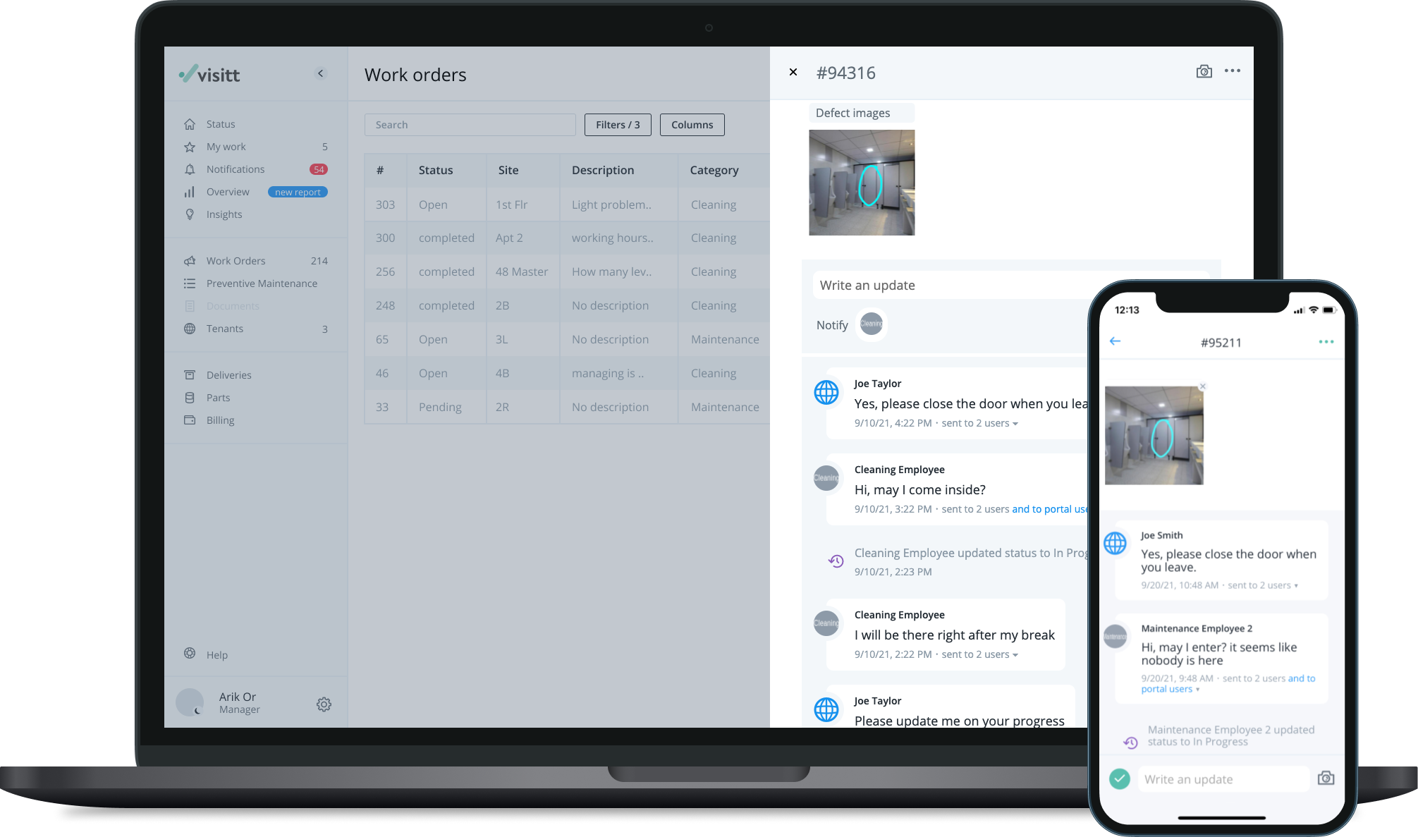 Create automated work orders in just seconds and connect with tenants in a click with in-app chats.