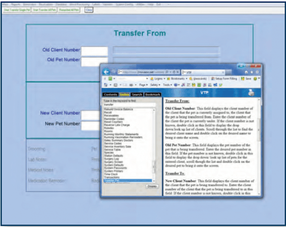 2iNova Practice Management Software screenshot: Transfer client files using the transfer form