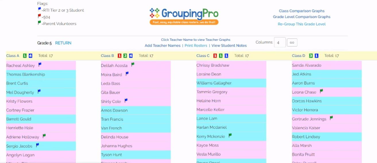 GroupingPro screenshot: GroupingPro view roster