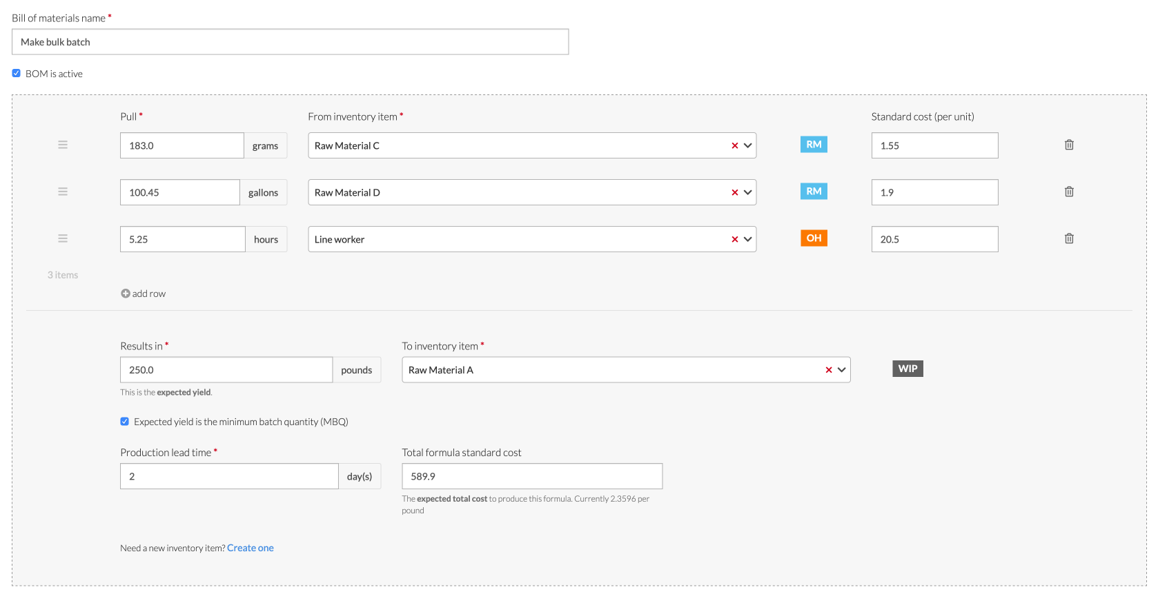 Wherefour Software - Mix, build or assemble virtually any product with Wherefour's flexible formula management process. Create multiple variations and even add, remove or edit material on-the-fly during production. Wherefour will track and cost all changes throughout.