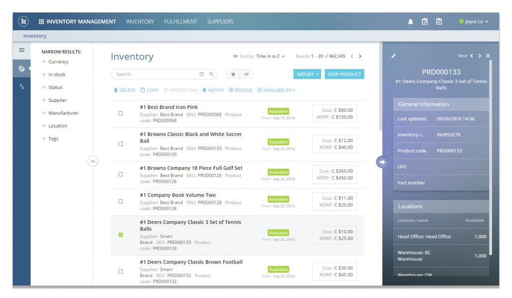 Kloudville Software - Users can manage inventory across multiple locations in Kloudville
