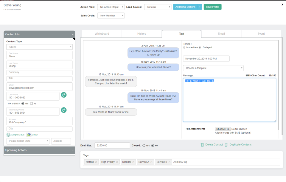 ClientTether screenshot: ClientTether client contact information