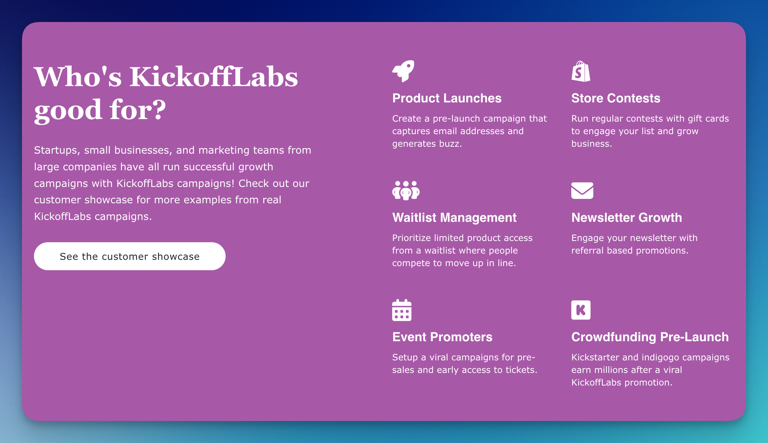 Who's KickoffLabs good for?