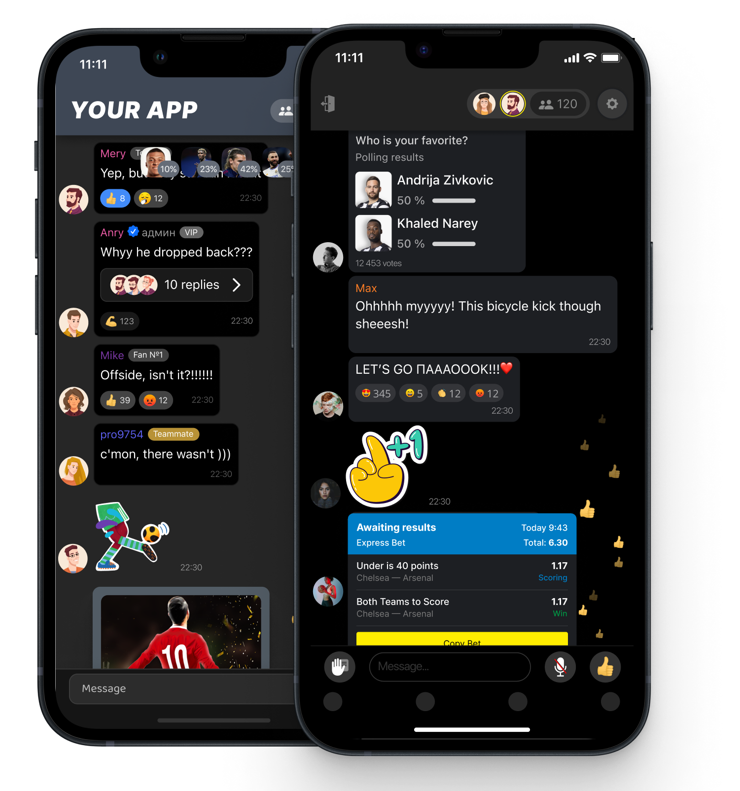 Watchers screenshot: Chats can be integrated to any app or website and gather all users in one place