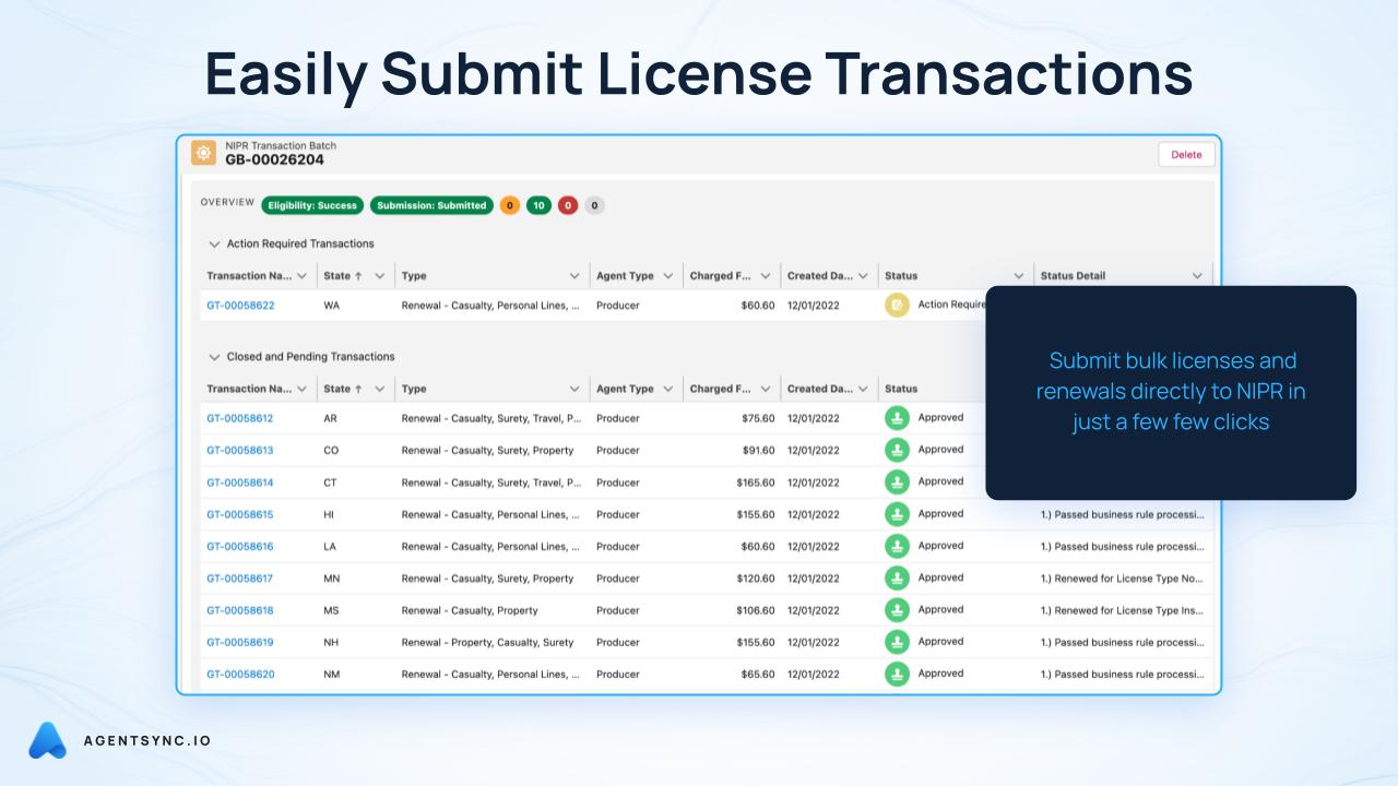 Effortlessly submit license transactions with just a few simple clicks