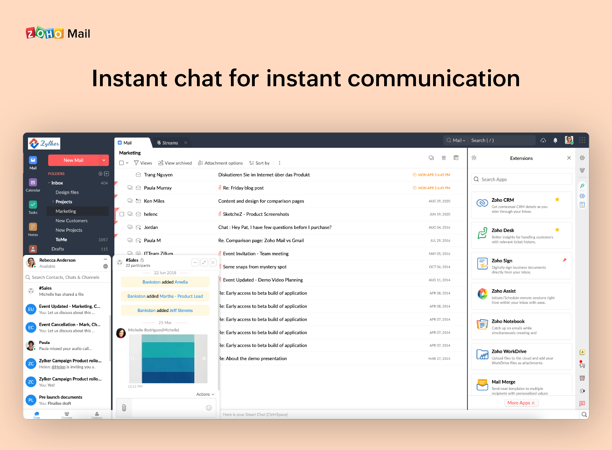 Zoho Mail Software - Instant chat