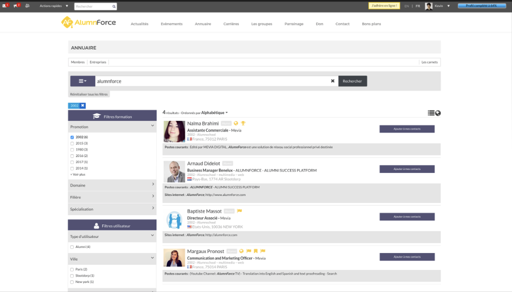 AlumnForce alumni database