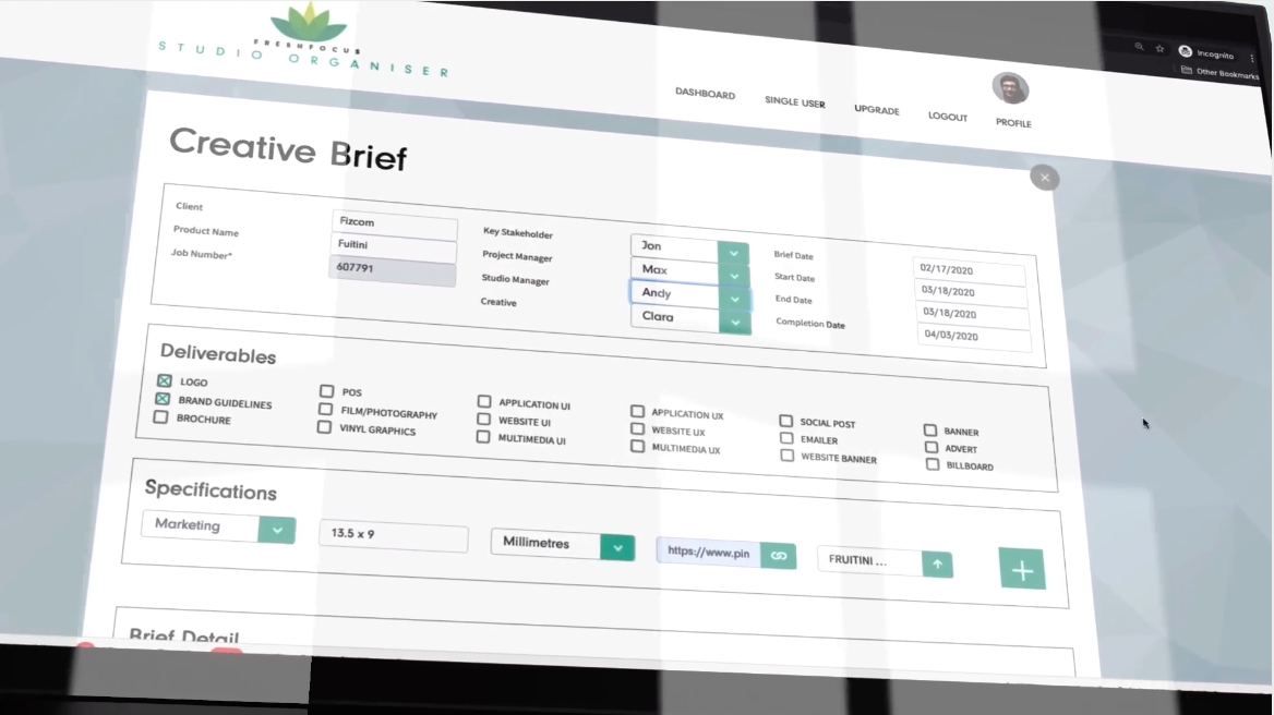 BRIEF BUILDER - Use the Brief Builder feature help Project Managers to produce  informative, detailed and effective briefs.