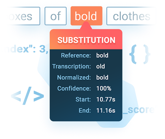 SoapBox screenshot: Unique data points returned from SoapBox's Fluency Analysis. 