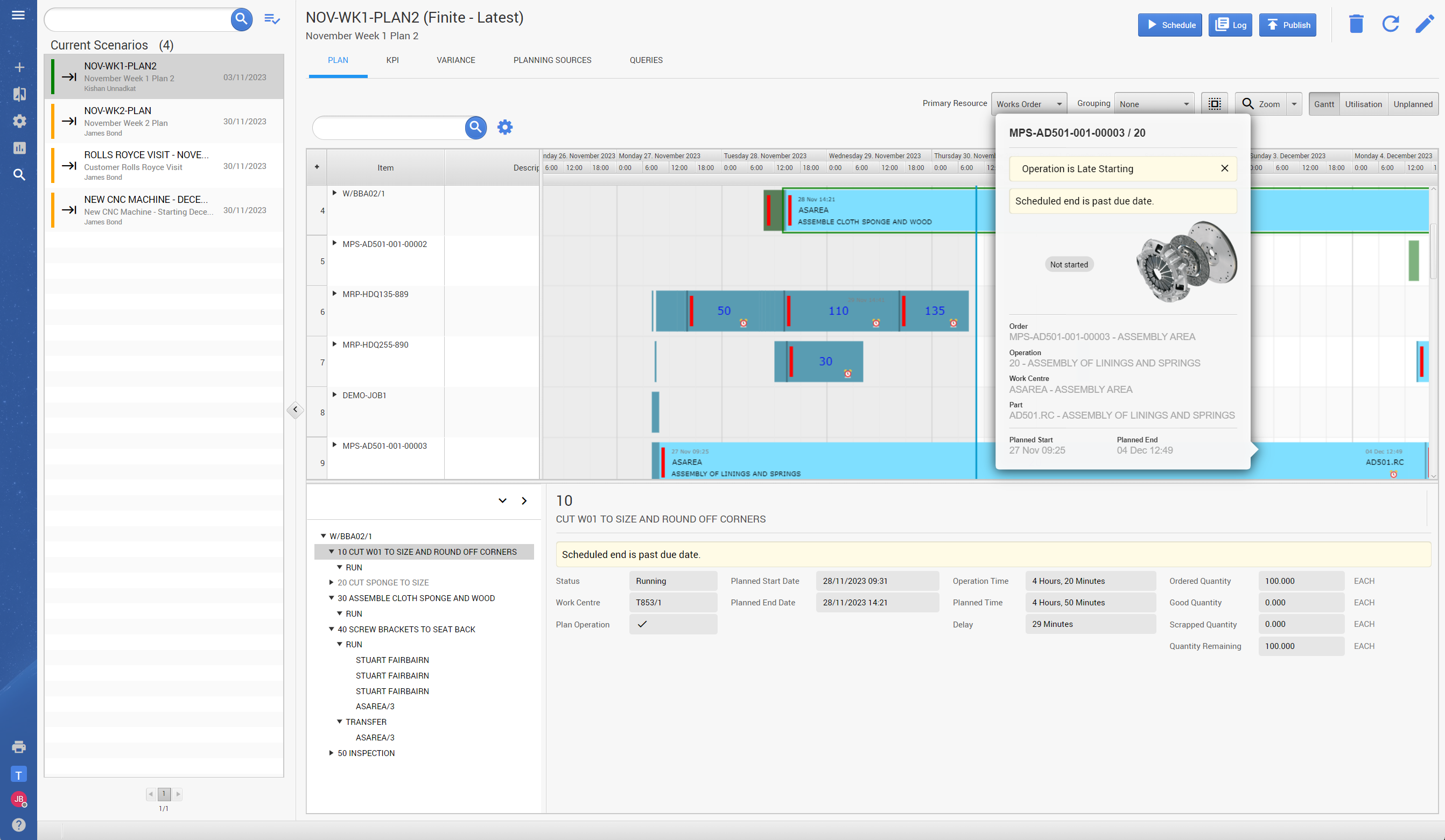 EFACS E/8 Software - CRP Workbench Gantt