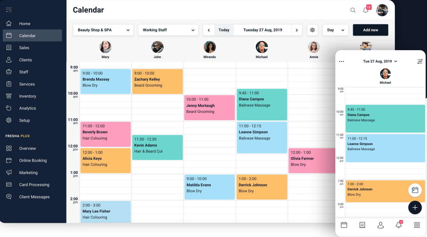 Fresha Software - Calendar management