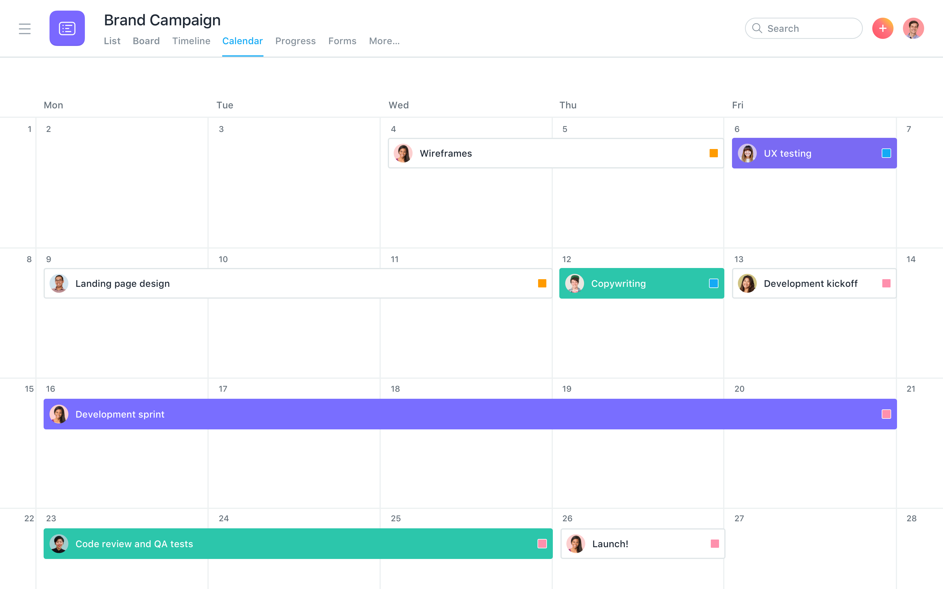 Post status updates, share team-wide announcements, and collaborate on tasks — all in Asana.