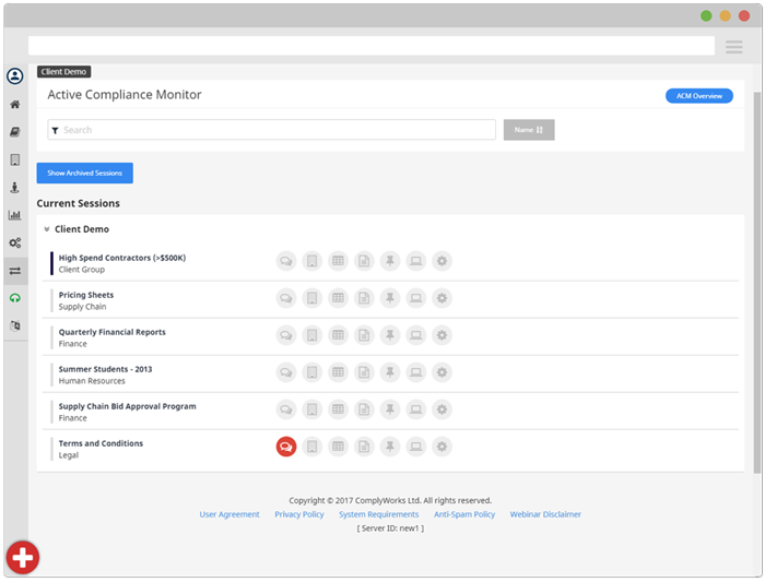 ComplyWorks compliance monitoring screenshot