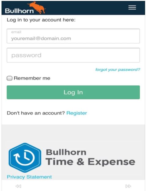 Bullhorn Time & Expense login