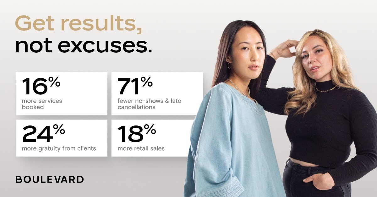 Boulevard Software - Stats are the average impact T+90 days after switching to Boulevard. Schedule a personalized demo today to discover how you can achieve similar results for your business.