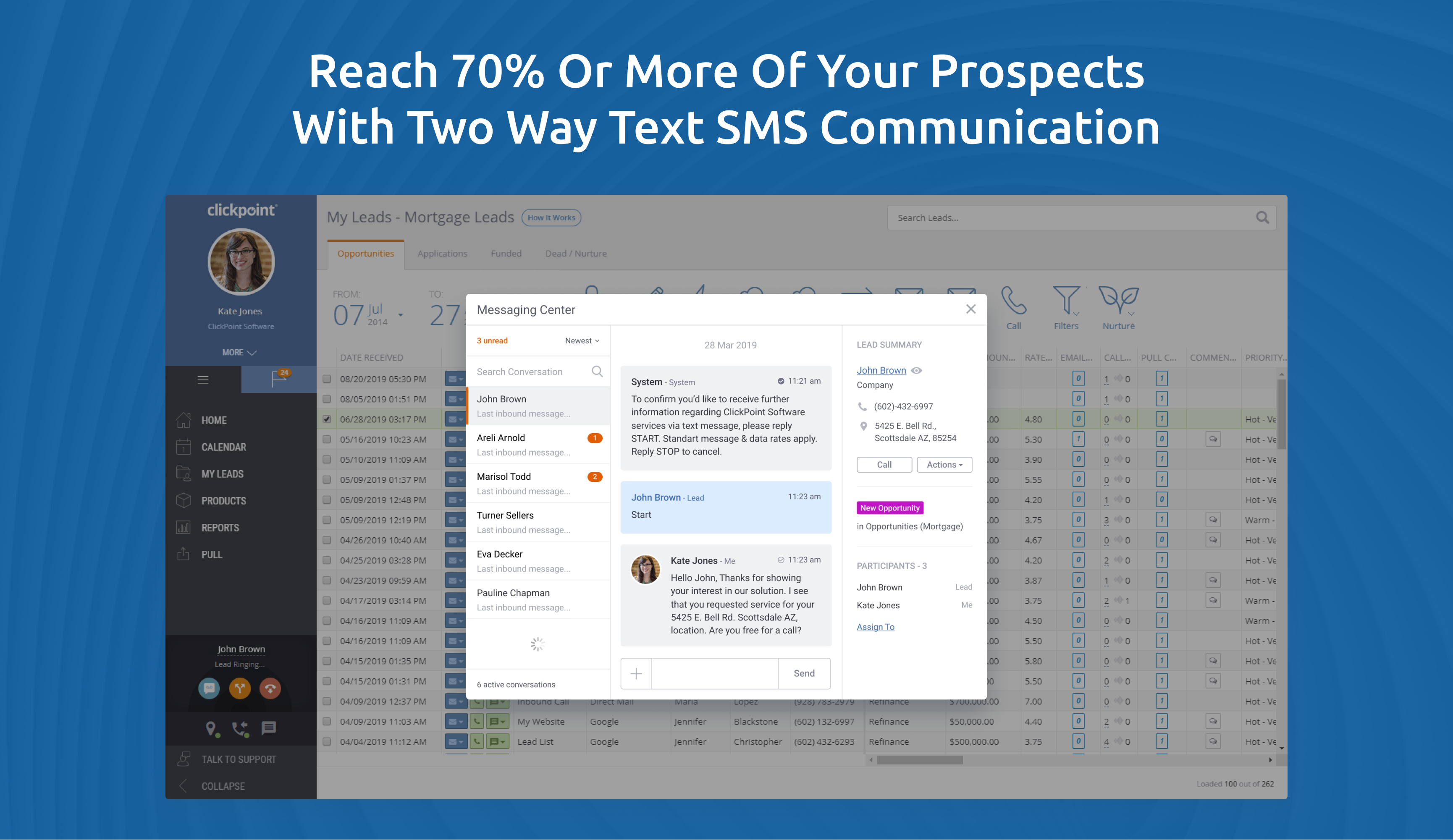 ClickPoint Software - Send Text SMS messages to prospects with text templates, manually or with automated Text SMS nurture. When prospects reply, your sales team is notified immediately.