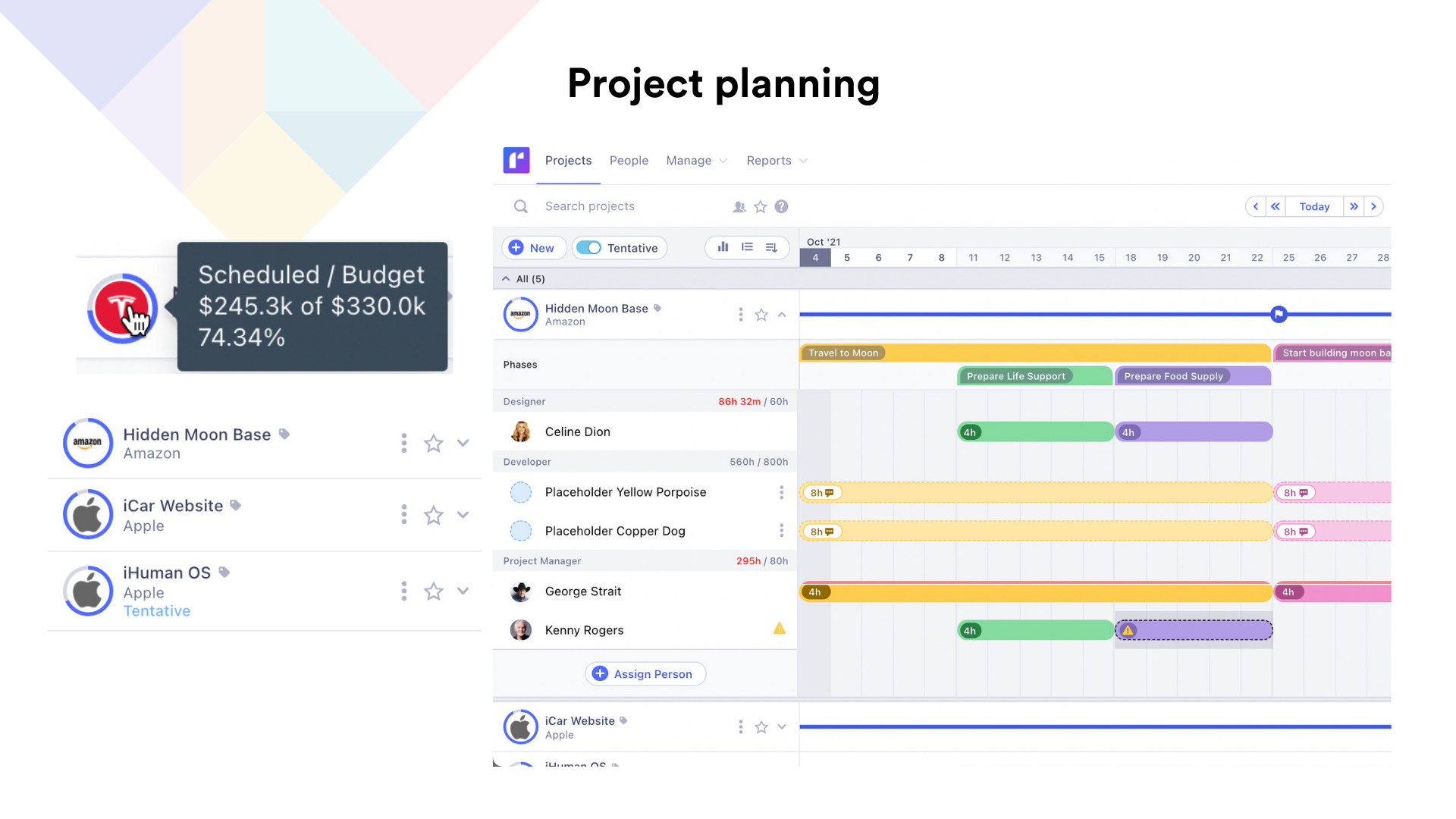 Stay on top of changing projects, plan projects with your budget in mind, and add tentative projects.