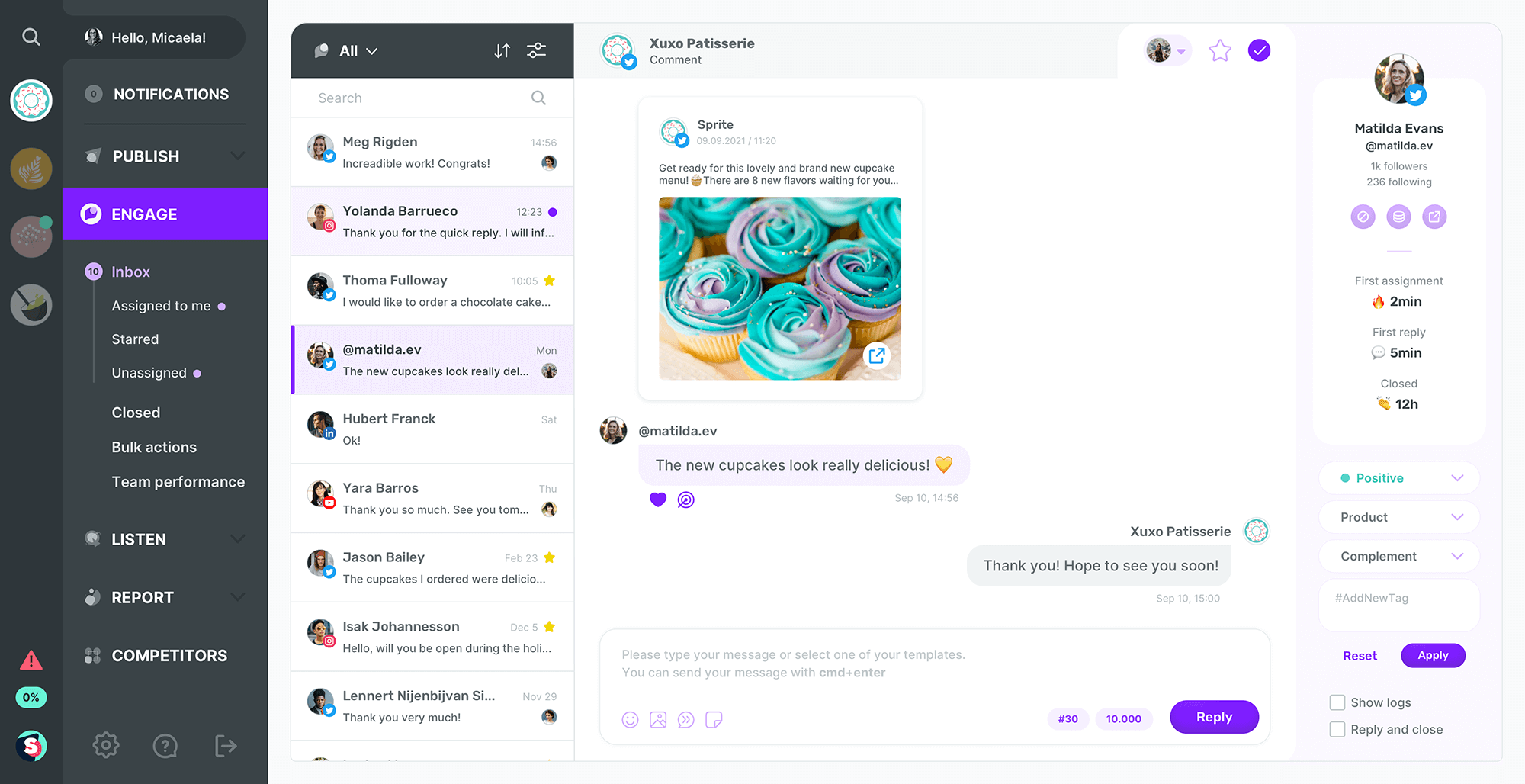 Bring growth, scalability, and process to social media engagement management. Create better conversations that result in better conversions with the unified Sociality.io inbox.