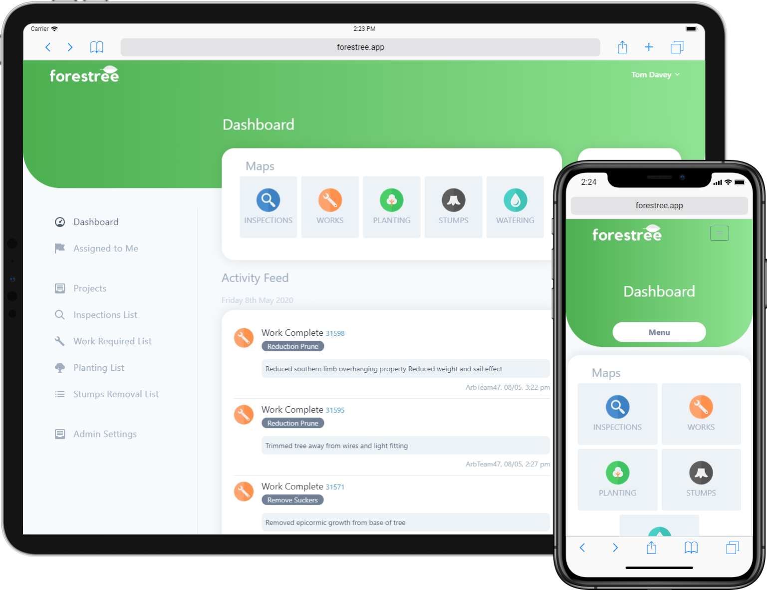 Forestree screenshot: Forestree dashboard