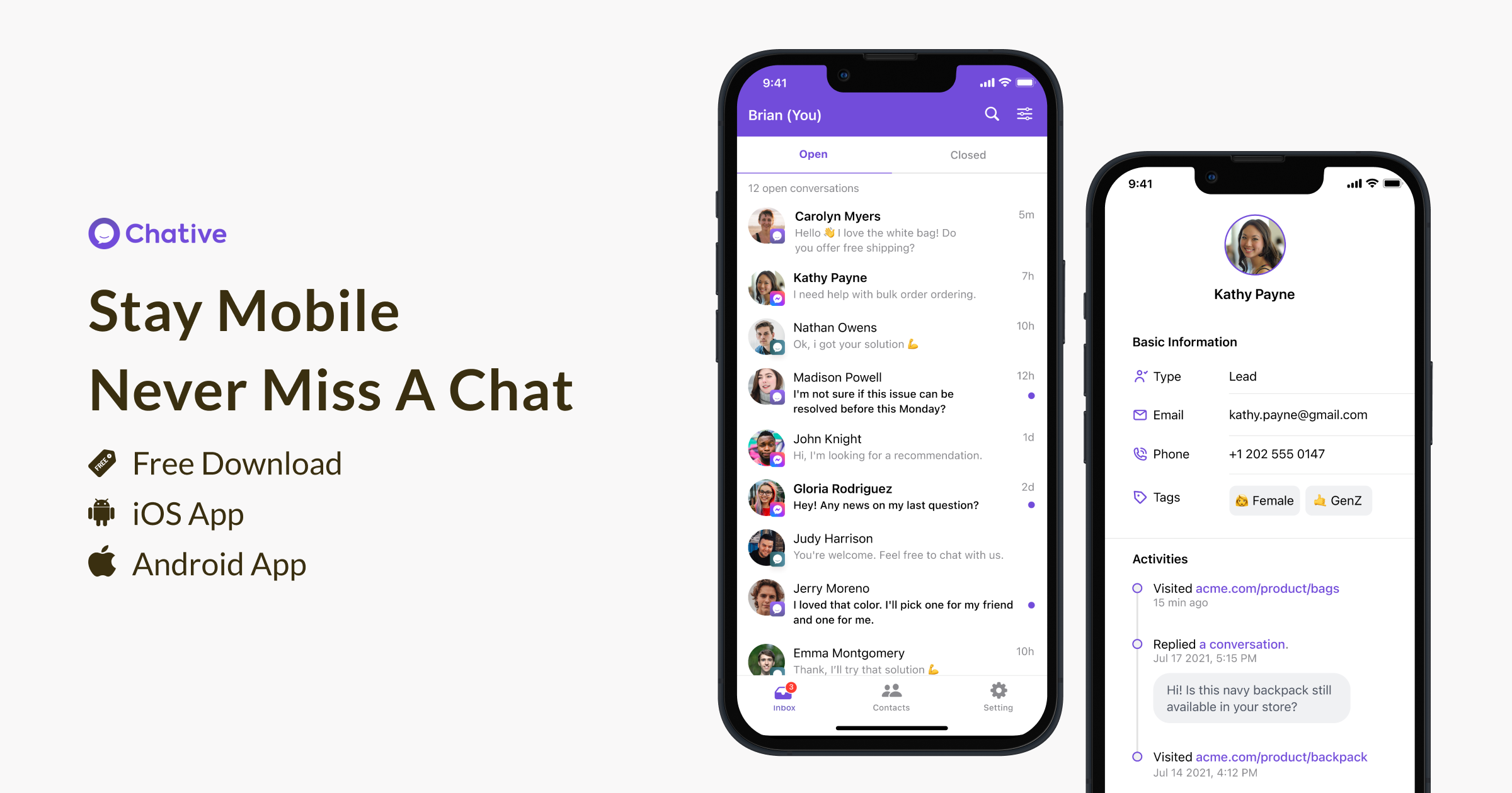 With the Chative.IO mobile app, you can stay connected with your customers and provide exceptional support even while on the go.