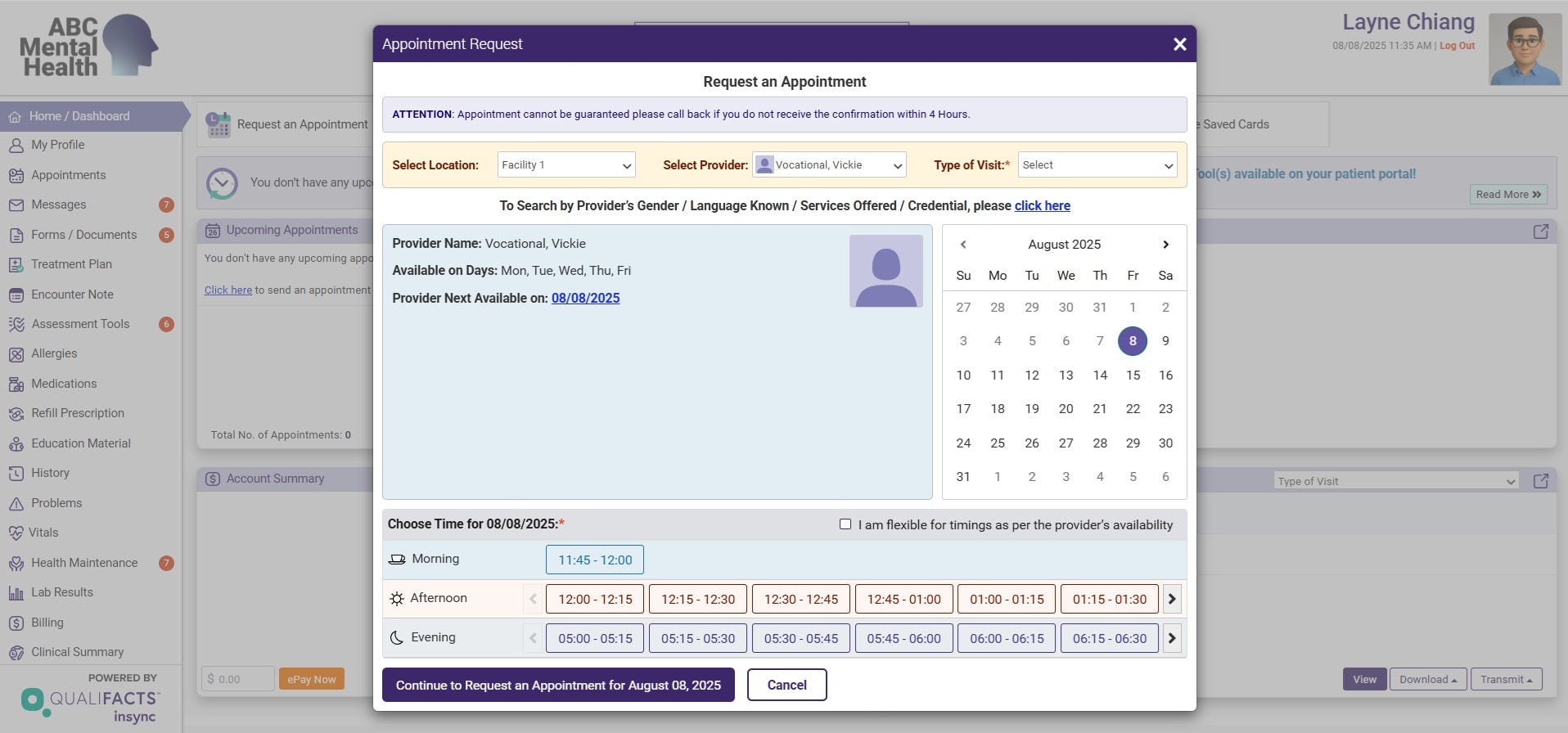 Qualifacts Insync Software - The InSync Patient Portal lets patients pay balances, request appointments, send/receive secure messages, view records, request refills, complete assessments, update demographics, and view upcoming visits—improving access, engagement, and efficiency.