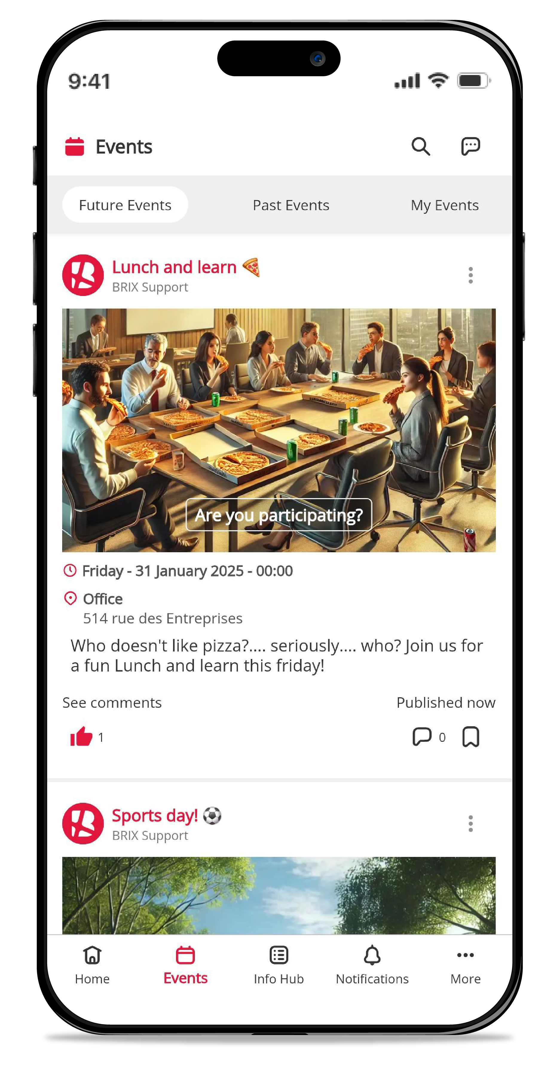 BRIX screenshot: BRIX events