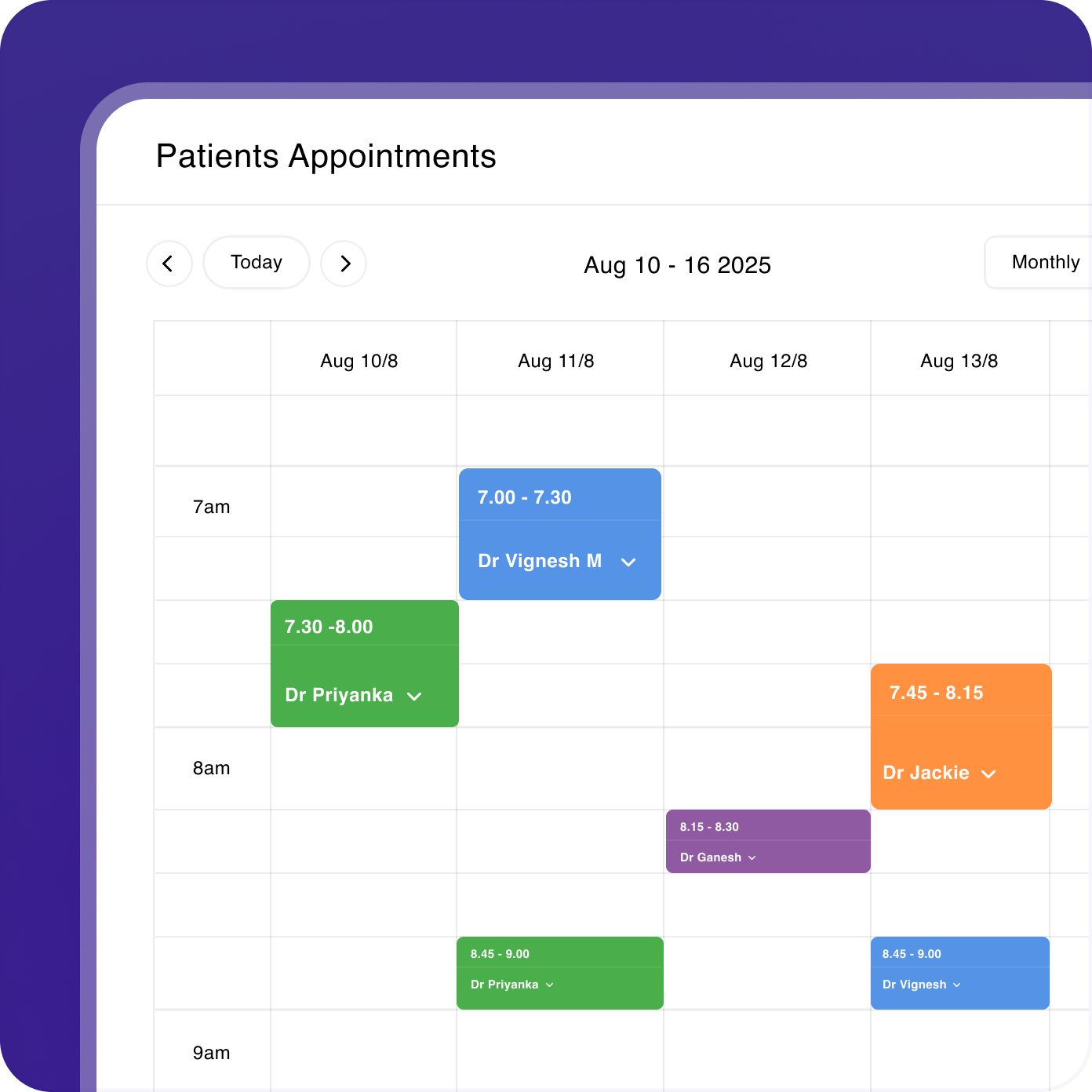 Medycn Prime screenshot: Medycn Prime patient appointment management window