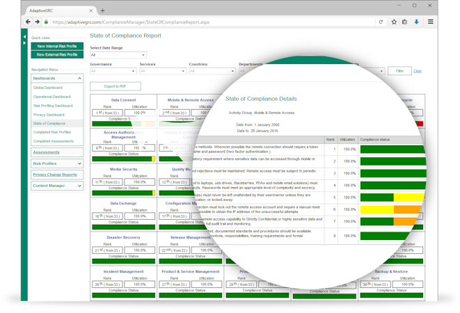 AdaptiveGRC screenshot: AdaptiveGRC Compliance Manager