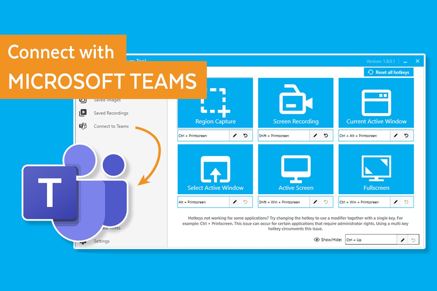 Fenêtre Capture Tool Software - Connect with Microsoft Teams for easy sharing, perfect for use at the office