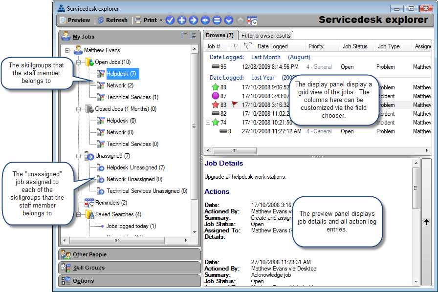 Helpdesk explorer