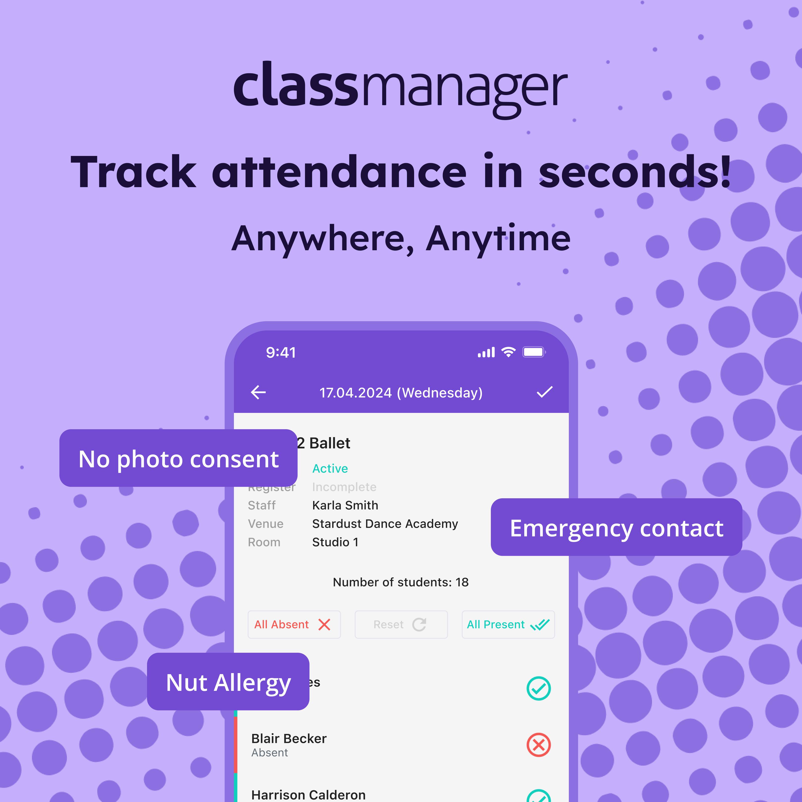 Class Manager Software - Track attendance