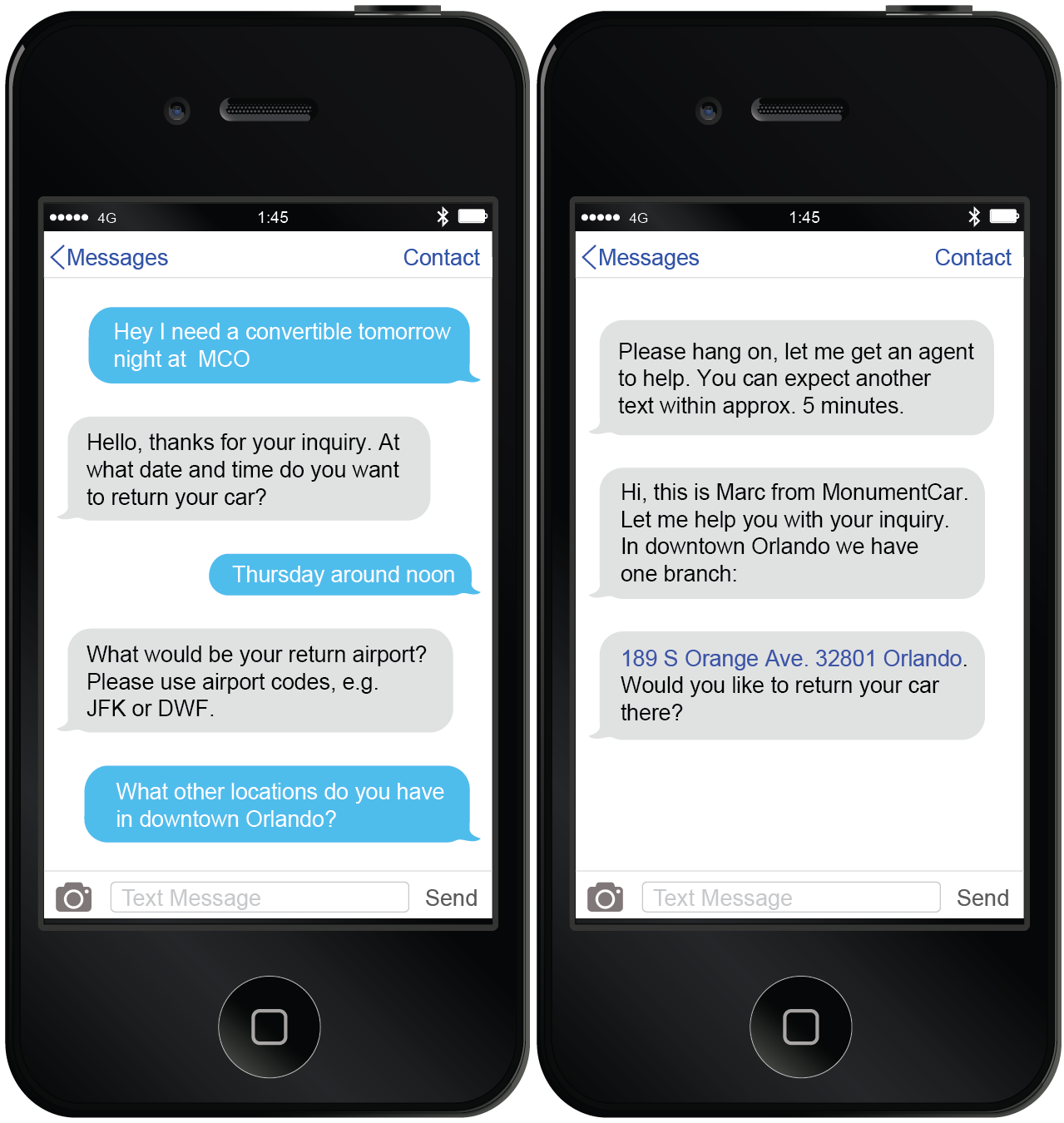 Alvaria CXP screenshot: Self service applications can be deployed across a range of channels, including text